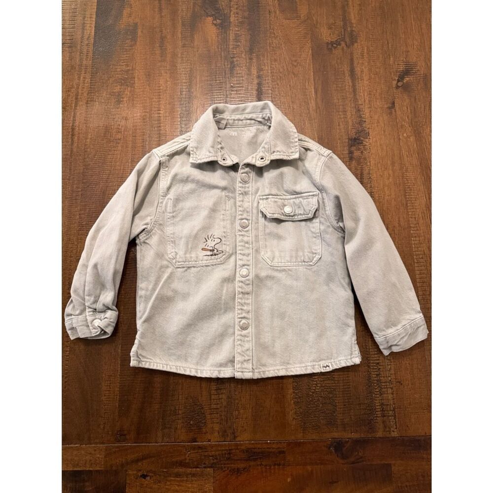 Zara Peanuts Kids Denim Button Down Snoopy Sporting